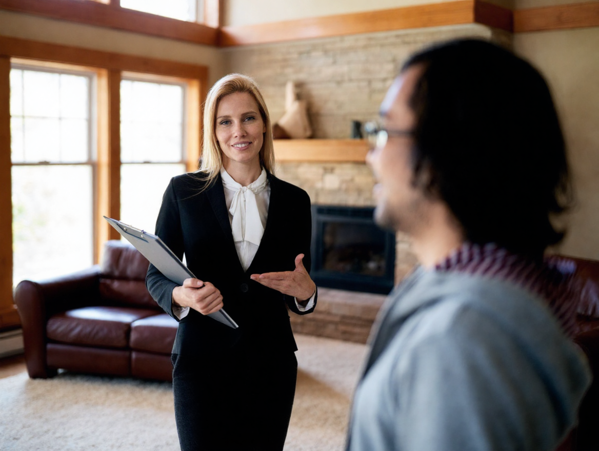 Real estate agent showing a home