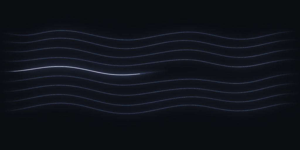 Thin glowing lines cross a dark field; one brighter line stops partway across while the others run on